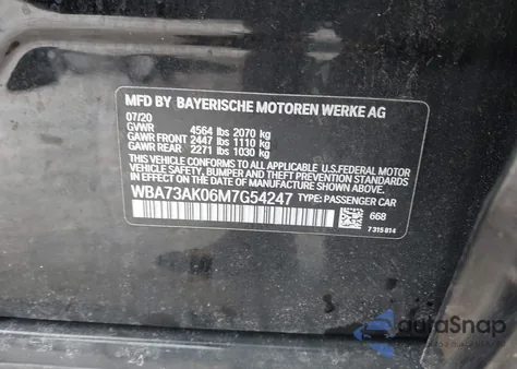 2021 BMW 228I Gran Coupe xDrive z USA, uszkodzony, nr VIN WBA73AK06M7G54247